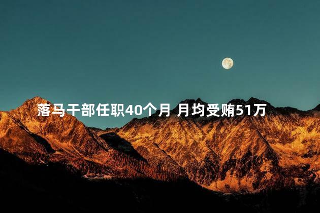 落马干部任职40个月 月均受贿51万元